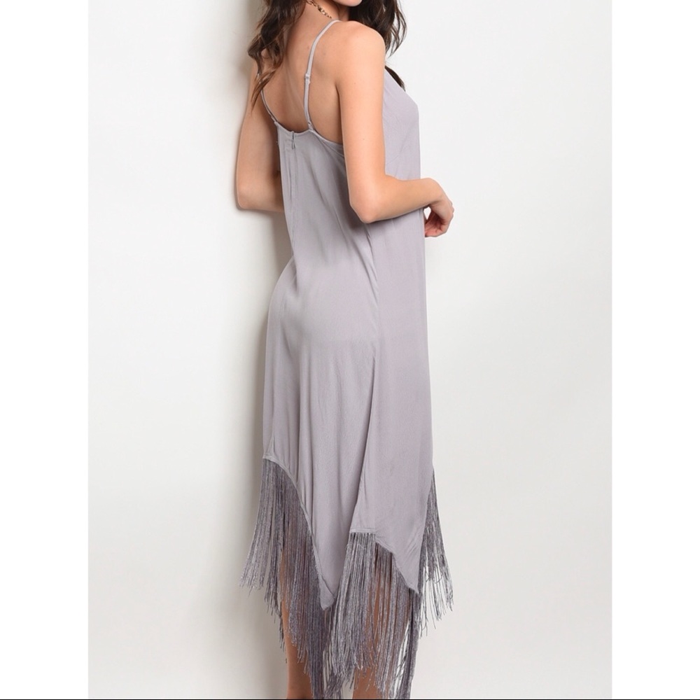 🌸🆕 Mauve Thin Strap Embroidered Fringe Dress - Picture 8 of 8
